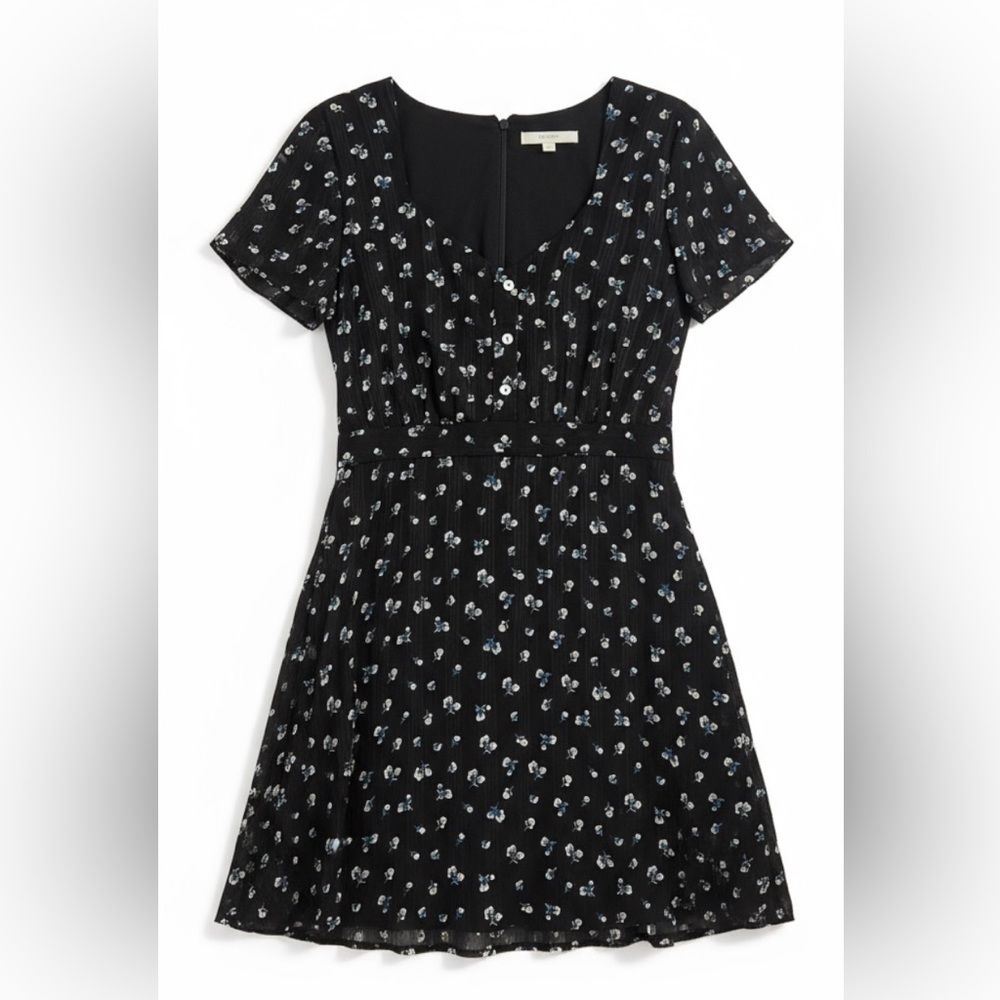 𝅺Revolve THE EAST ORDER Ami floral Short Sleeve Mini Black small fall Dress